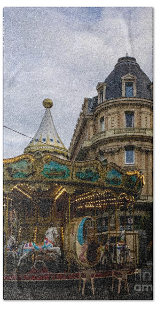 Carousel Beach Towel featuring the photograph Carousel Toulouse by Mary Capriole