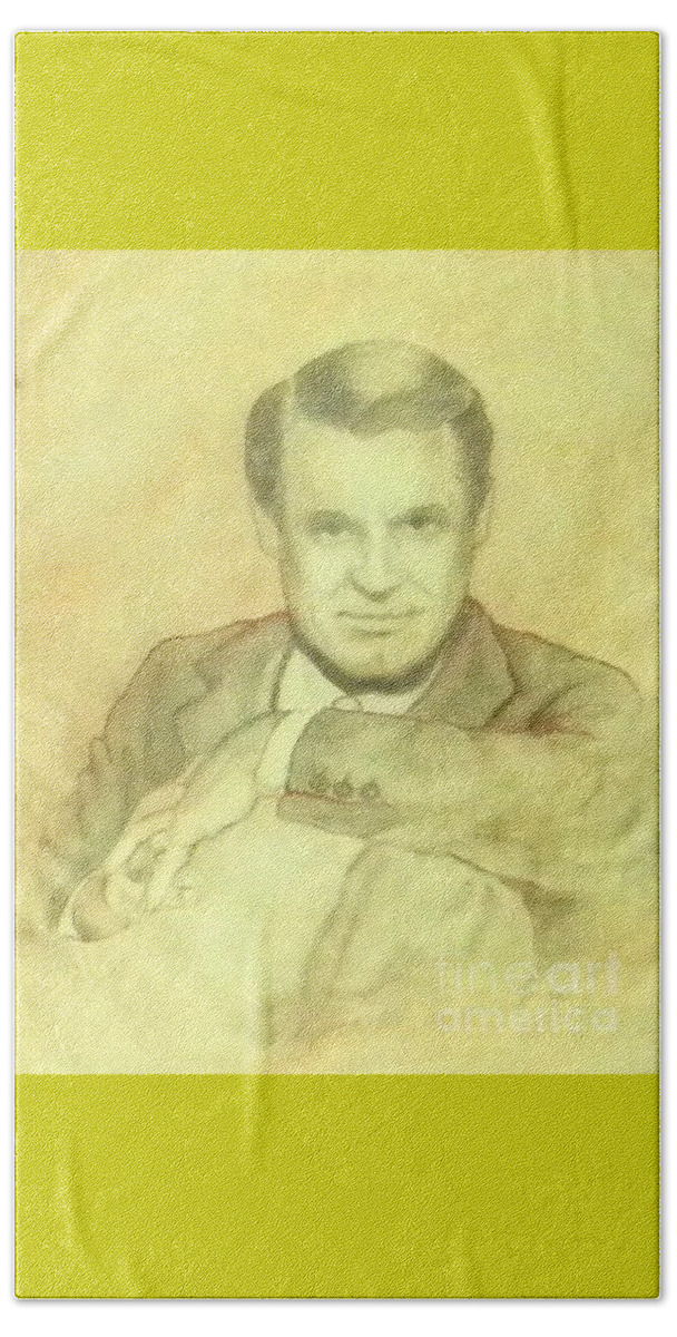 Cary Grant Sketch Beach Towel featuring the drawing Cary Grant by Jordana Sands