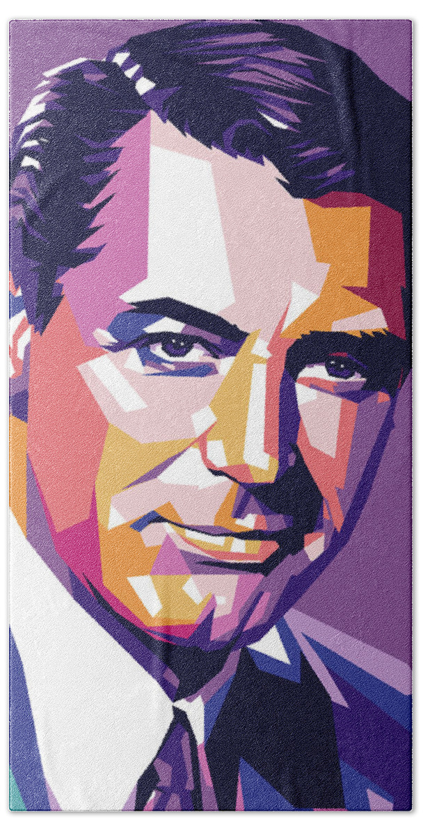Cary Beach Towel featuring the digital art Cary Grant by Stars on Art