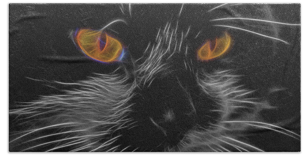 Cat Beach Towel featuring the photograph Cat Eyes by Cathy Kovarik