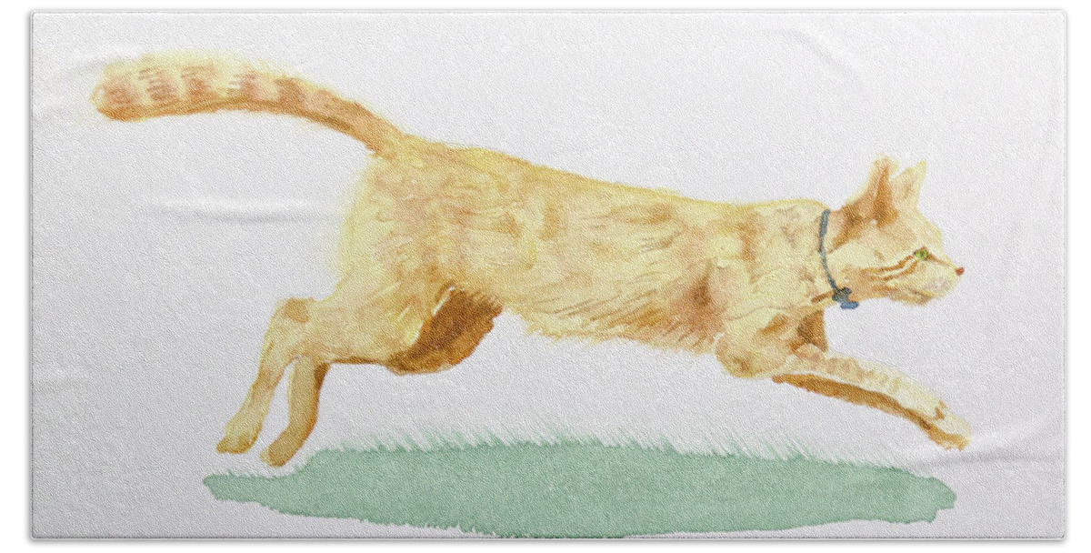Cat Beach Towel featuring the drawing cat by Nobuki