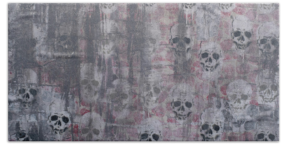  Beach Towel featuring the mixed media Catacomb Wallpaper by SORROW Gallery