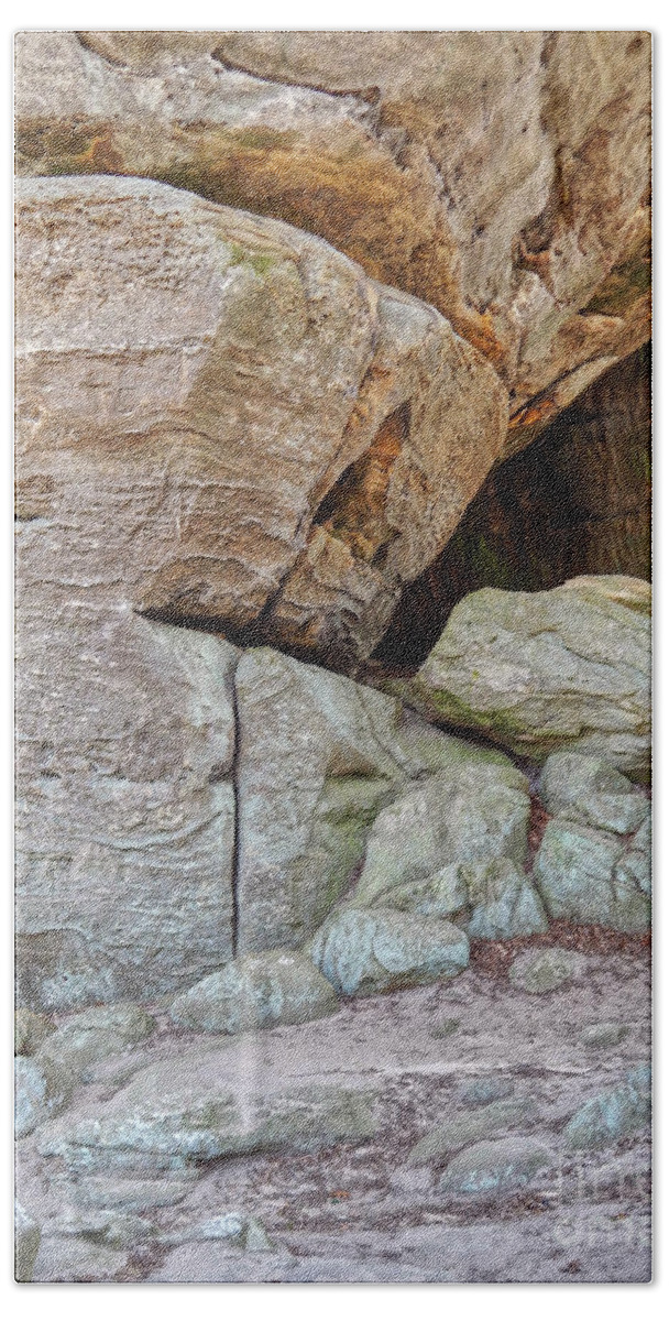 Cliff Beach Towel featuring the photograph Cave In A Cliff by Phil Perkins