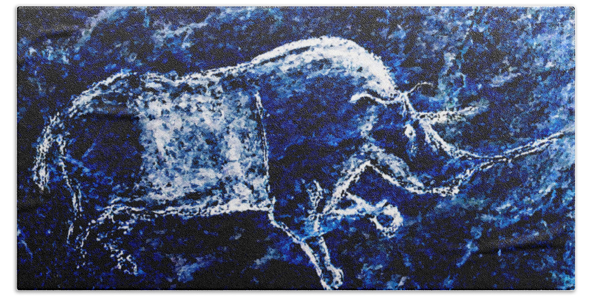 Chauvet Beach Towel featuring the digital art Chauvet Rhinoceros - Negative by Weston Westmoreland