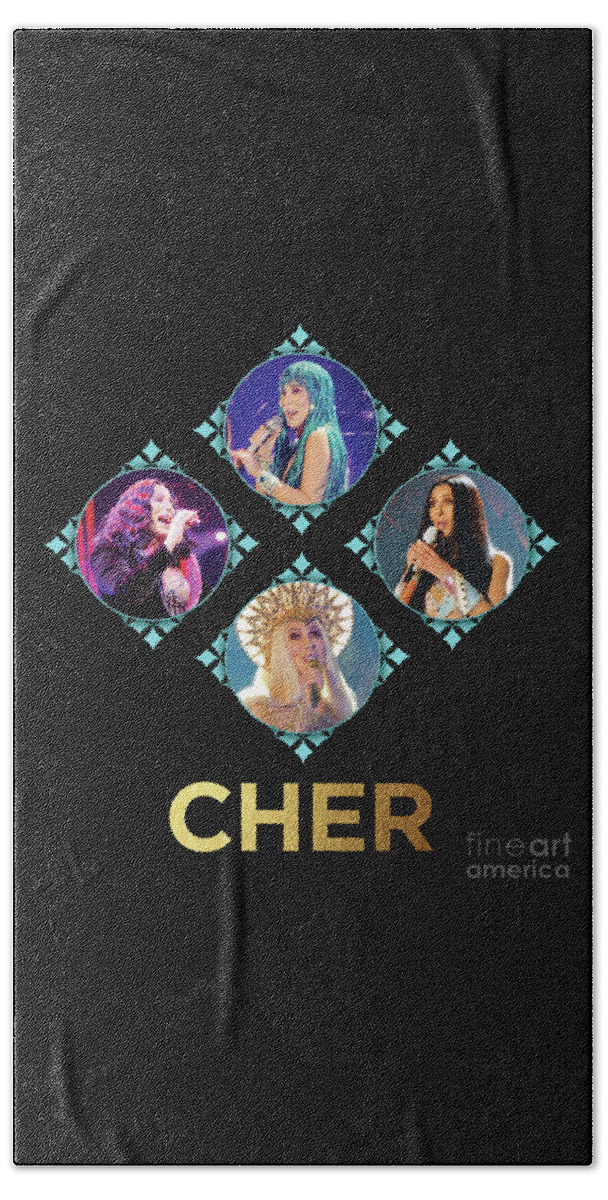 Cher Beach Towel featuring the digital art Cher - Blue Diamonds by Cher Style