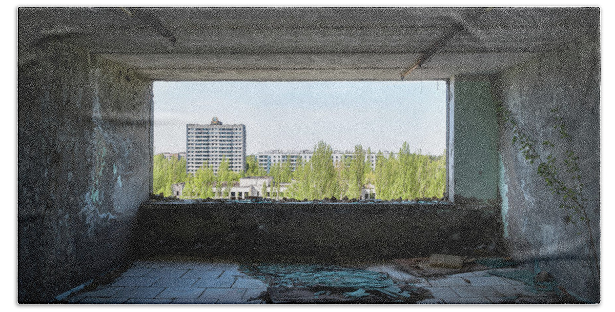 Abandoned Beach Towel featuring the photograph Chernobyl Overview Pripyat by Roman Robroek