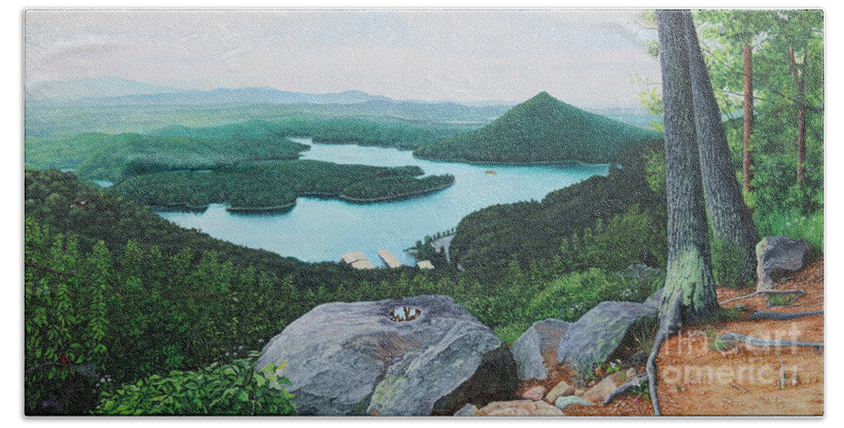 Chilhowee Overlook Beach Sheet featuring the painting Chilhowee Overlook by Mike Ivey