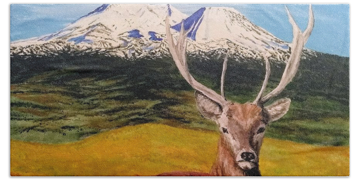 Shasta Beach Towel featuring the painting Chillin' by Kevin Daly