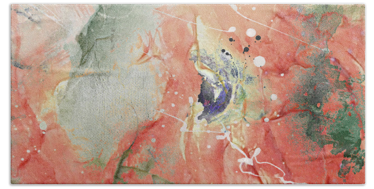 Abstract Beach Towel featuring the mixed media Chinoiserie by Karen Lynch