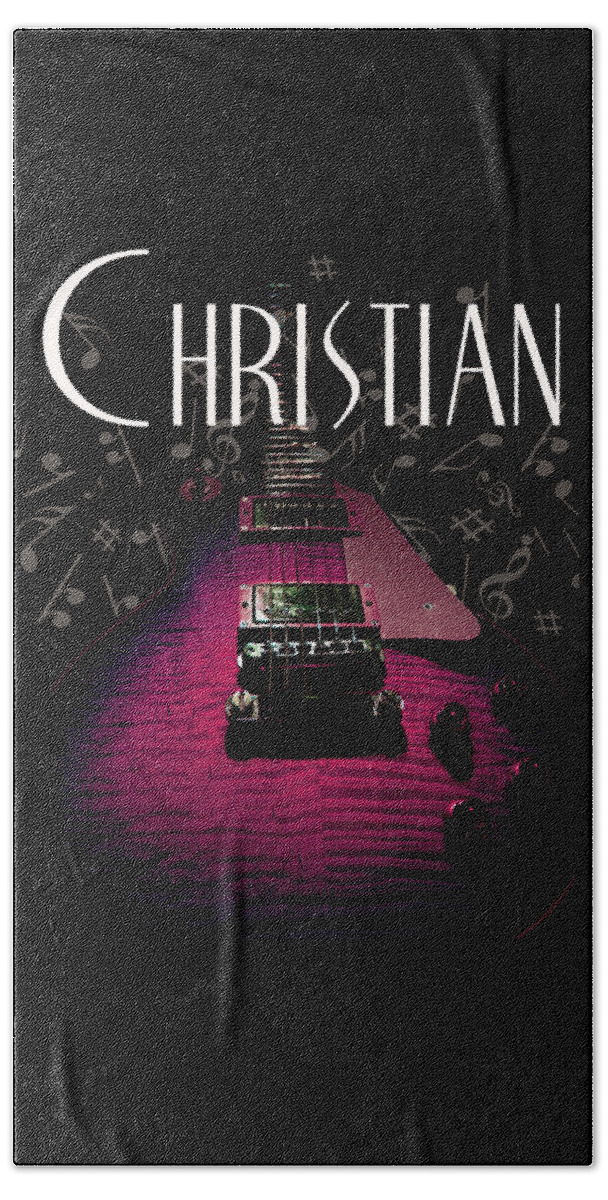 Guitar Beach Towel featuring the digital art Christian Music Guita by Guitarwacky Fine Art