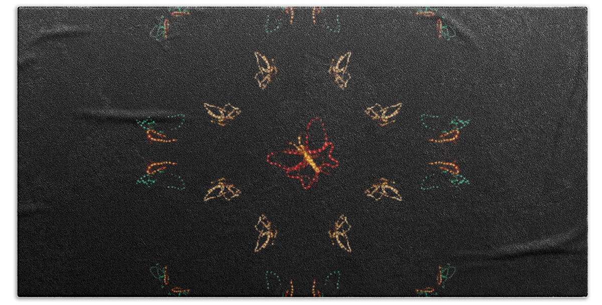 Pattern Beach Towel featuring the photograph Christmas Lights Pattern - Butterfly by Colleen Cornelius