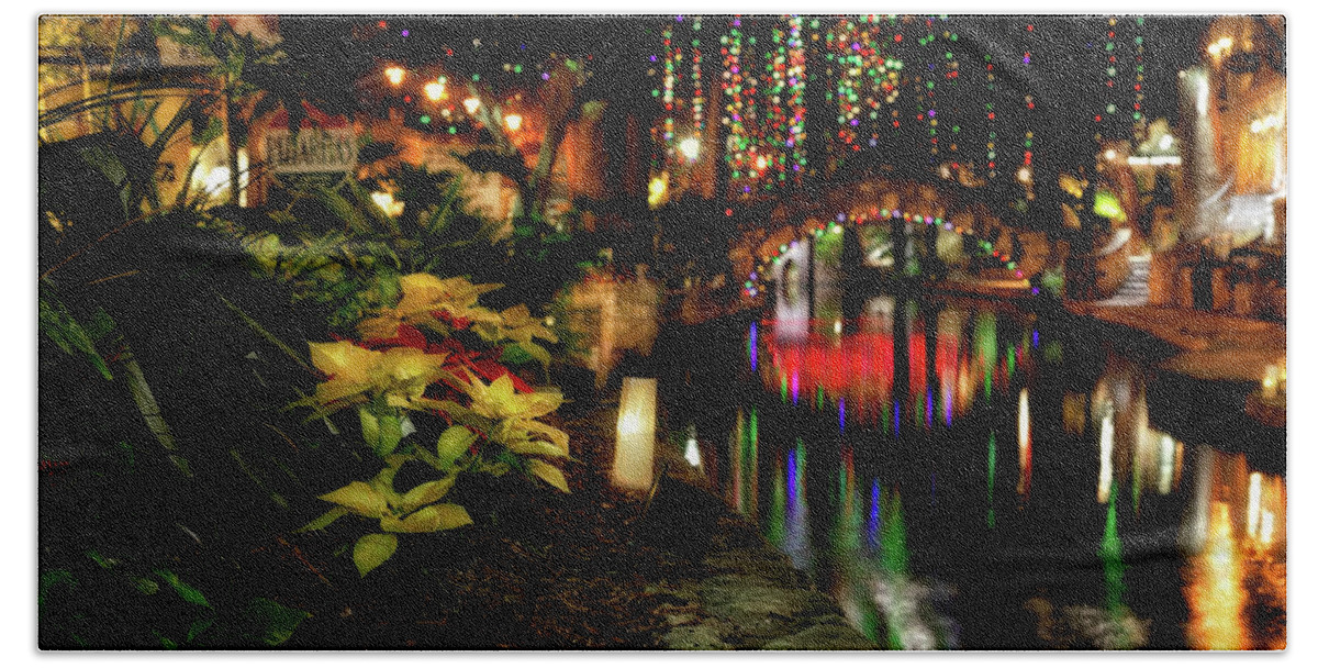 San Antonio Beach Towel featuring the photograph Christmas on the Riverwalk - San Antonio by Jason Politte