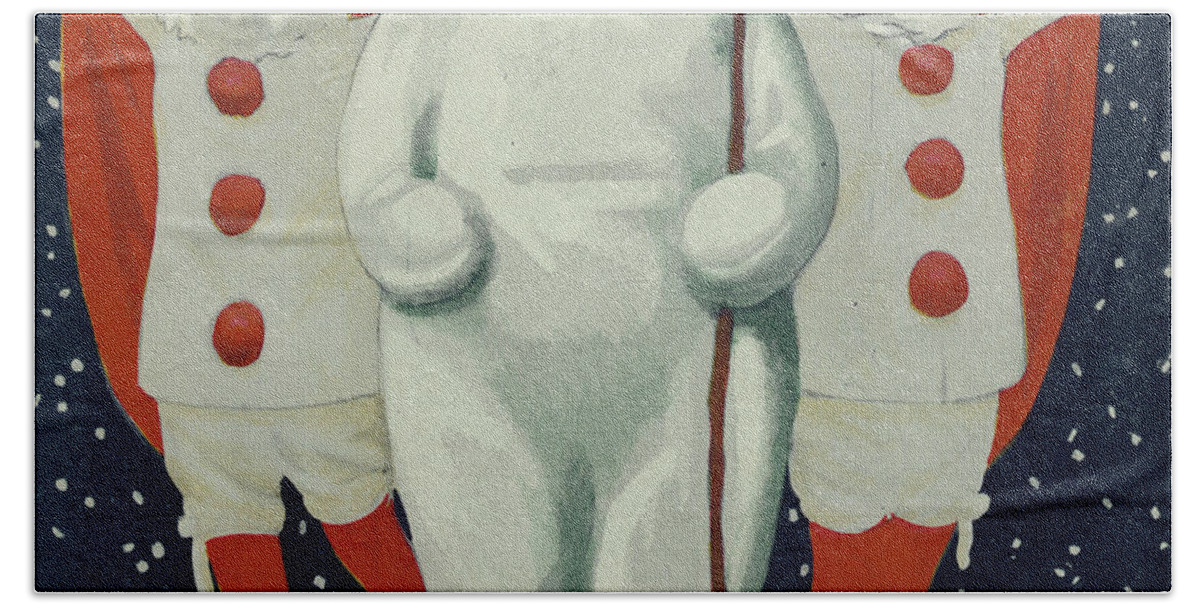 Snow Man Beach Towel featuring the painting Christmas Puck, 1913 by American School