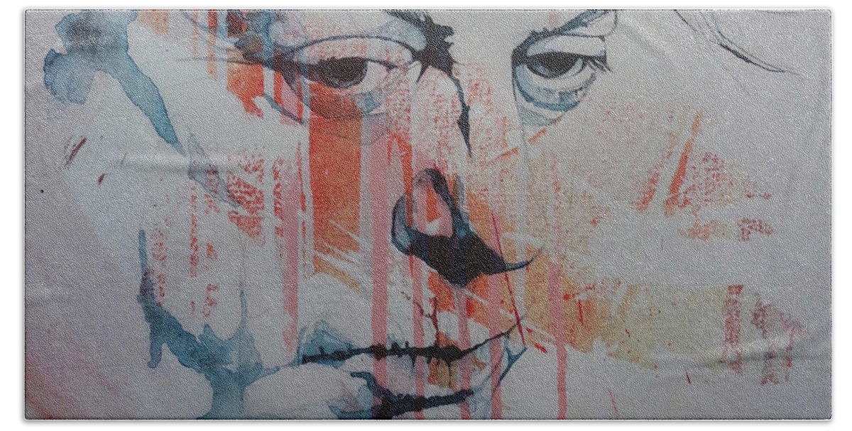 Christopher Hitchens Beach Sheet featuring the mixed media Christopher Hitchens by Paul Lovering