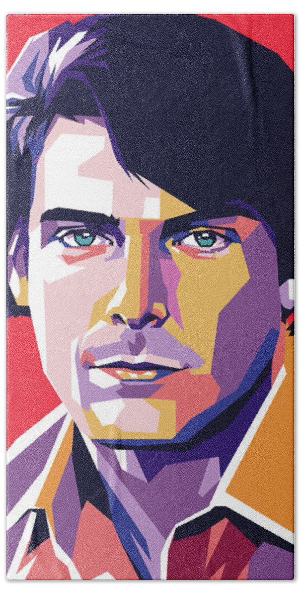Christopher Reeve Beach Sheet featuring the digital art Christopher Reeve by Movie World Posters