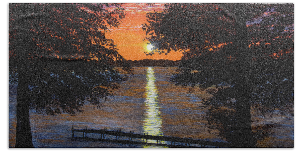 Lake Beach Towel featuring the painting Cindy Beuoy - Lake Maxinkuckee by Cindy Beuoy