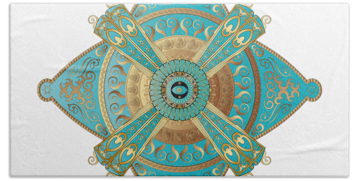 Mandala Beach Sheet featuring the digital art Circumplexical No 3695 by Alan Bennington
