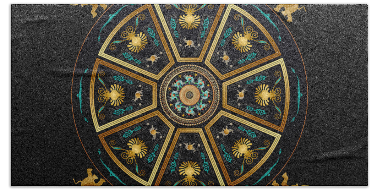 Mandala Beach Towel featuring the digital art Circumplexical No 3802 by Alan Bennington