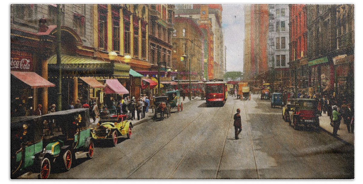 Chicago Beach Towel featuring the photograph City - Chicago IL - The Brevoort Hotel 1910 by Mike Savad