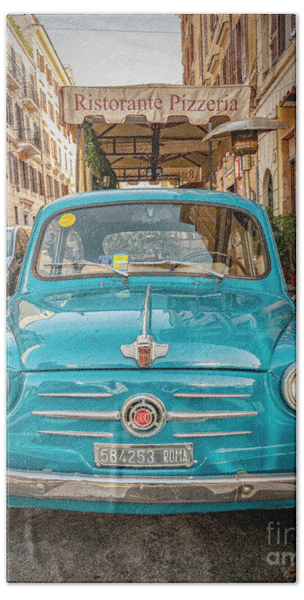 600 Beach Towel featuring the photograph Classic Fiat 600 in Rome by Antony McAulay