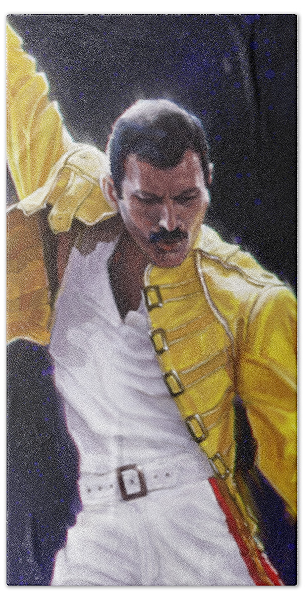 Freddie Mercury Beach Towel featuring the digital art Classic Freddie by Andre Koekemoer