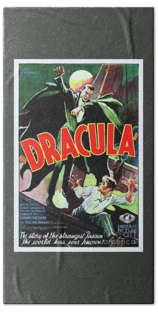 Dracula Beach Towel featuring the painting Classic Movie Poster - Dracula by Esoterica Art Agency