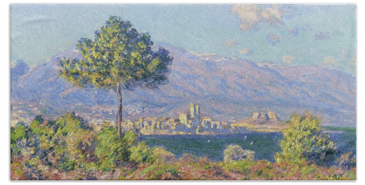 Nature Beach Towel featuring the painting Claude Monet French, 1840-1926, Antibes, view of the Plateau Notre-Dame by Claude Monet