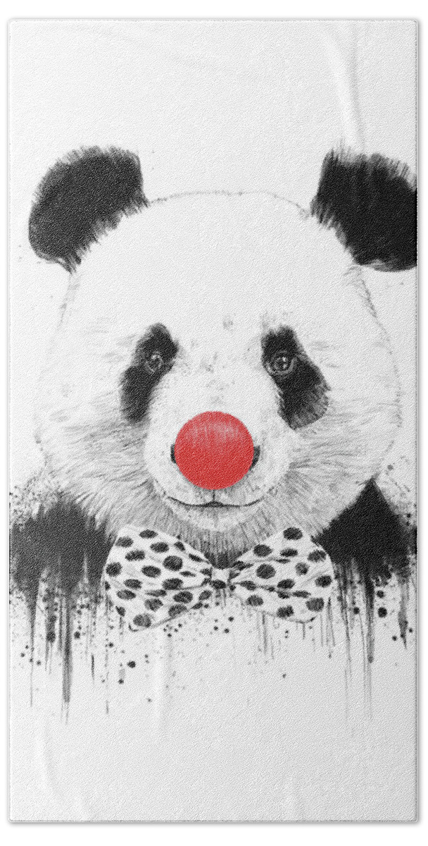 Panda Beach Towel featuring the mixed media Clown panda by Balazs Solti