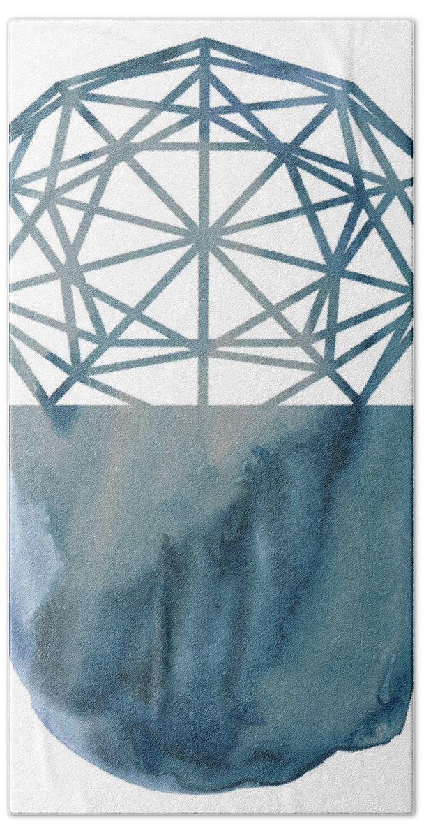 Abstract Beach Towel featuring the painting Cobalt Chrysalis II by Chariklia Zarris