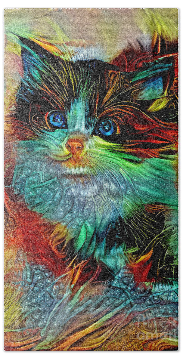 Kitten Beach Towel featuring the digital art Colorful Kitten Art by Kaye Menner by Kaye Menner