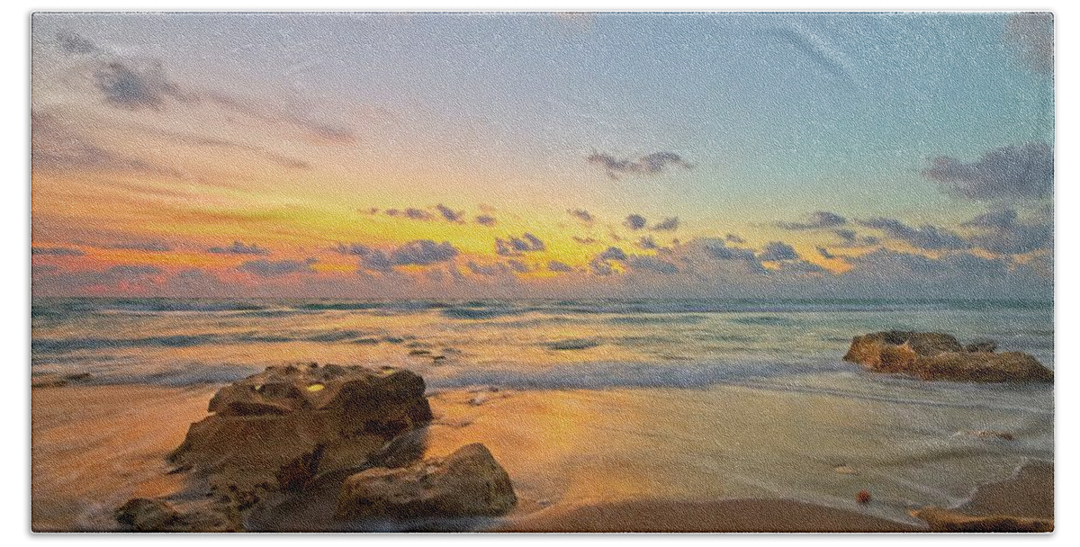 Carlin Park Beach Sheet featuring the photograph Colorful Seascape by Steve DaPonte