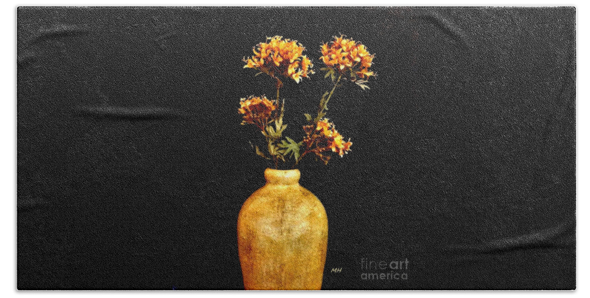 Photo Beach Towel featuring the photograph Contemperary Black on Gold by Marsha Heiken
