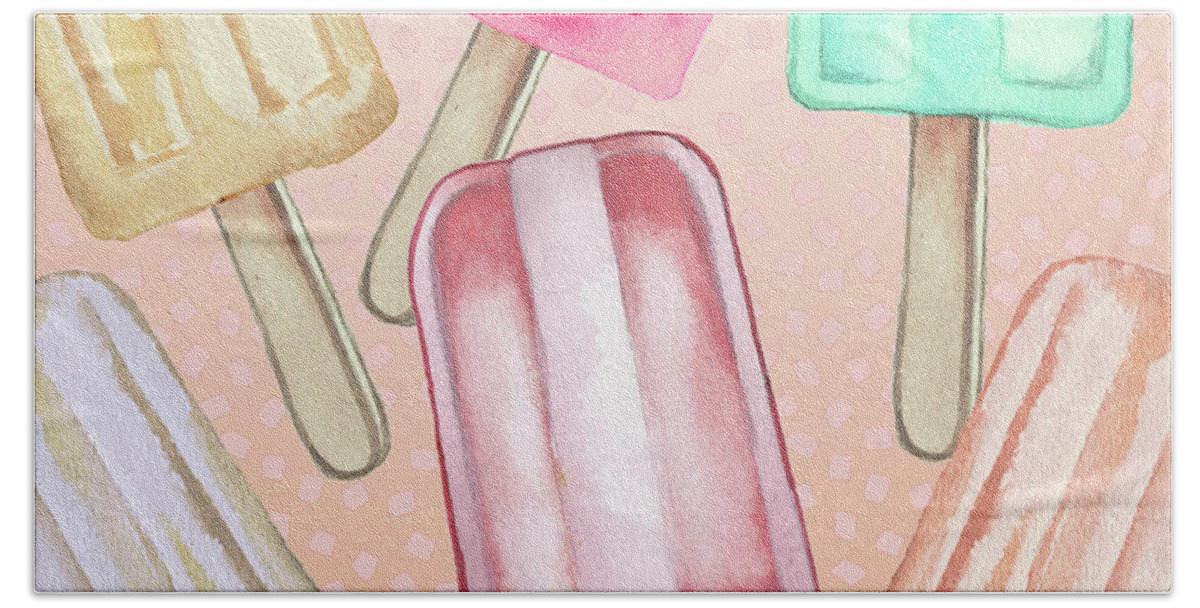 Cool Beach Towel featuring the mixed media Cool Popsicles by Elizabeth Medley