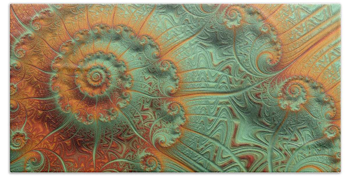 Copper Verdigris Beach Towel featuring the digital art Copper Verdigris by Susan Maxwell Schmidt