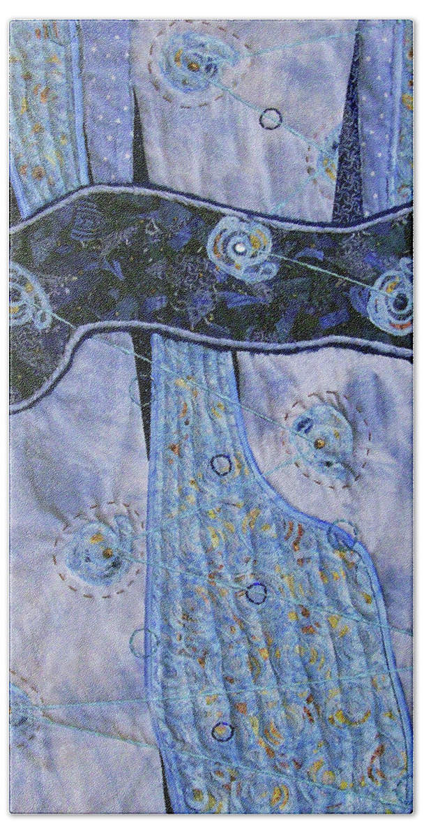 Abstract Beach Towel featuring the tapestry - textile Cosmic Connectivity by Pam Geisel
