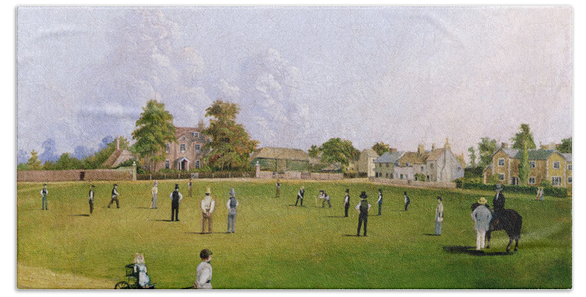 Germany Beach Towel featuring the painting Cricket On Mitcham Green by English School