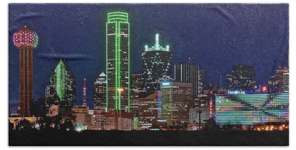 Dallas Beach Towel featuring the photograph Dallas in the Rear View by Frozen in Time Fine Art Photography