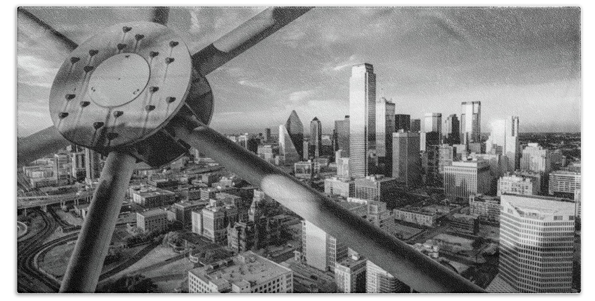 America Beach Towel featuring the photograph Dallas Skyline Infrared Monochrome From Reunion Tower by Gregory Ballos