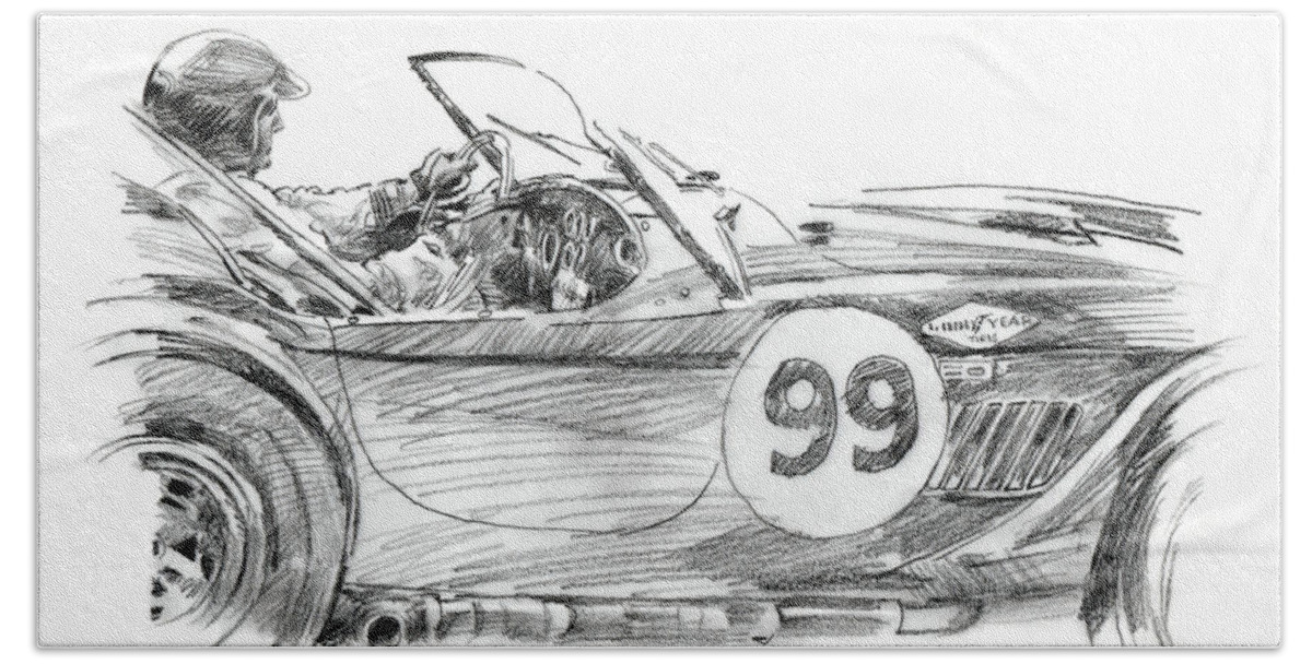Ac Cobra Beach Towel featuring the painting Dan Gurney Racing Ac Cobra 289 by David Lloyd Glover