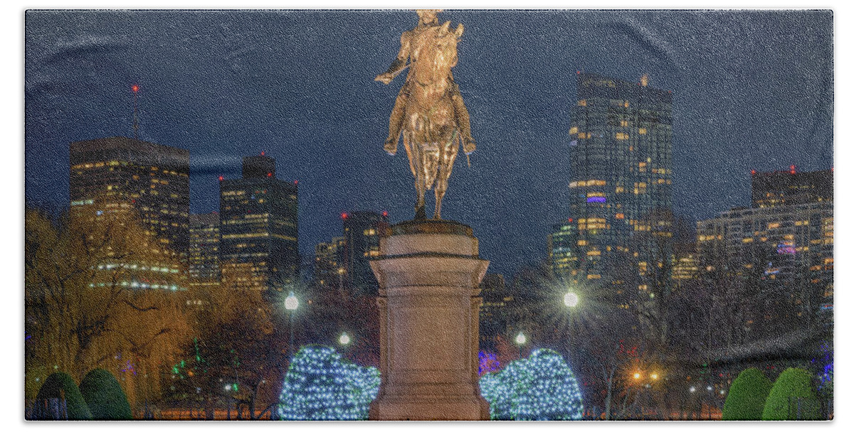 Boston Beach Towel featuring the photograph December Evening in Boston's Public Garden by Kristen Wilkinson