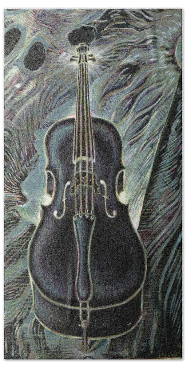 Cello Beach Sheet featuring the painting Deep Cello by Jeremy Robinson