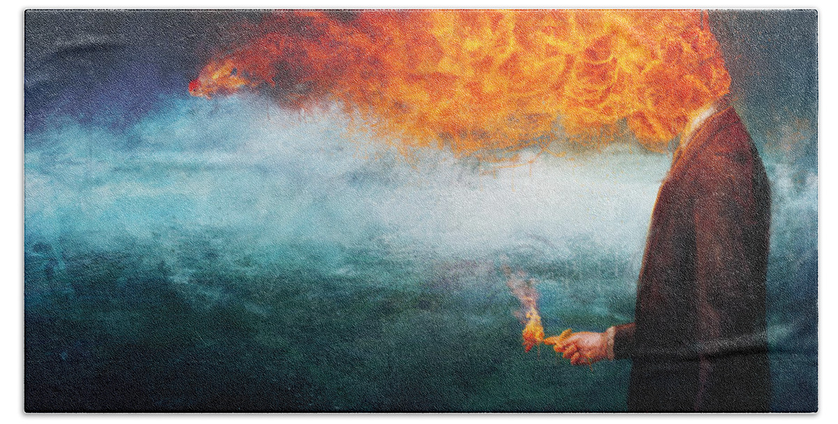 Fire Beach Towel featuring the painting Deep by Mario Sanchez Nevado