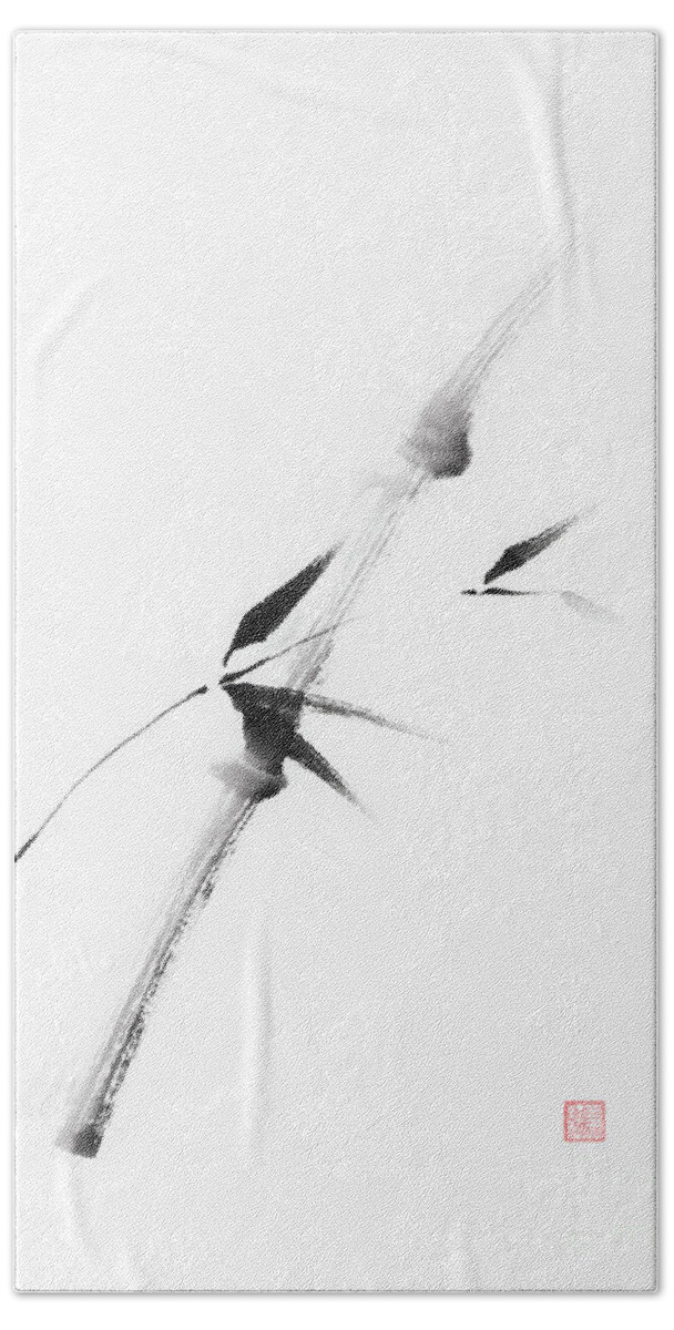 Bamboo stalks with leaves Japanese Zen Sumi ink painting on whit Beach  Towel by Awen Fine Art Prints - Pixels