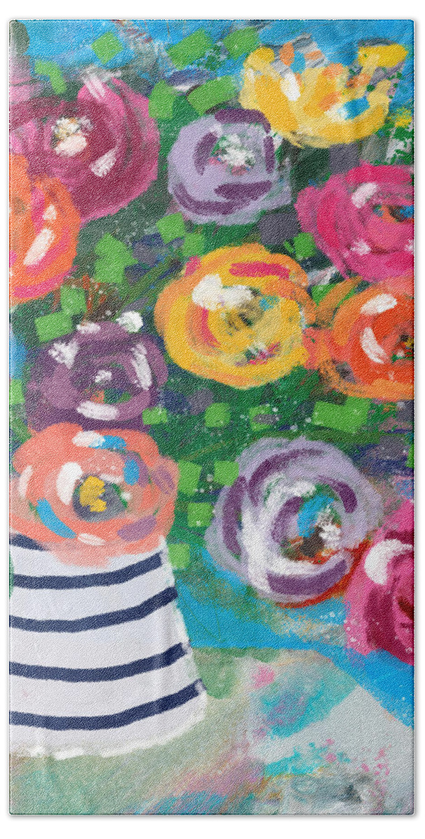 Flowers Beach Towel featuring the mixed media Delightful Bouquet 6- Art by Linda Woods by Linda Woods