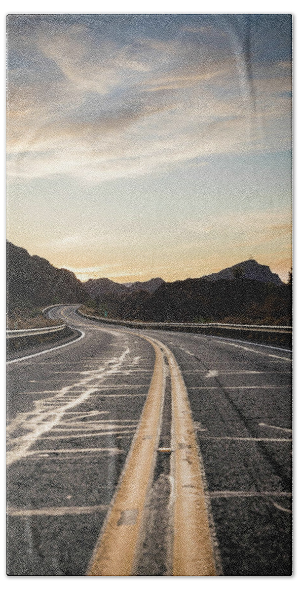 Desert Beach Towel featuring the photograph Desert Drive by David Barile