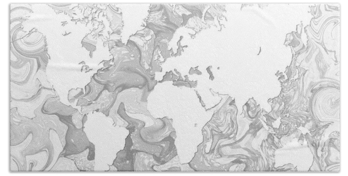 World Map Beach Towel featuring the digital art Design 141 world map by Lucie Dumas