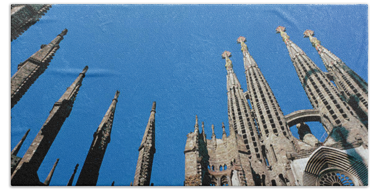 Photography Beach Towel featuring the photograph Detail Of Sagrada Familia Cathedral by Panoramic Images