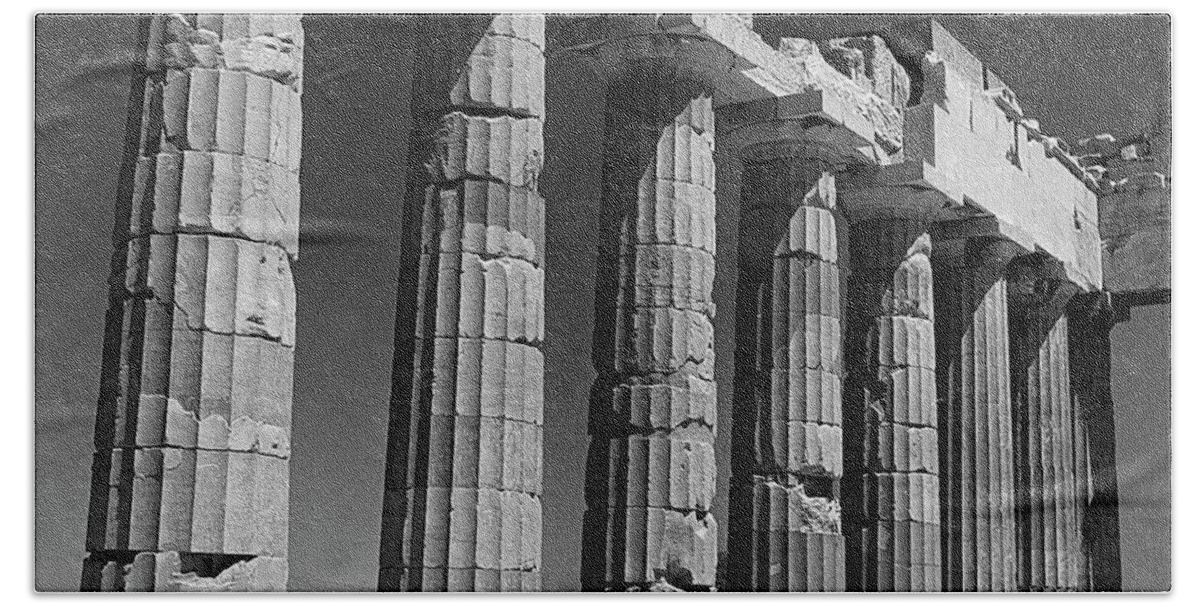 Parthenon Beach Towel featuring the photograph Detail of the colonnade of the Parthenon, Acropolis, Athens by Greek School