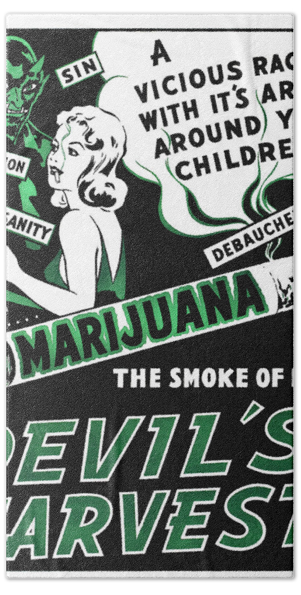 Drugs Beach Towel featuring the painting Devil's Harvest Marijuana by Continental