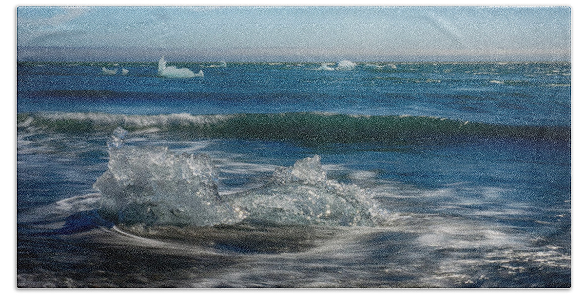 Iceland Beach Towel featuring the photograph Diamond on the Beach by Amanda Jones